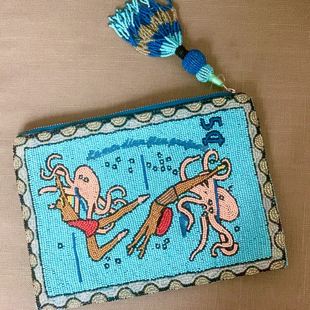 NWOT Anthropologie Beaded Postage Stamp Pouch